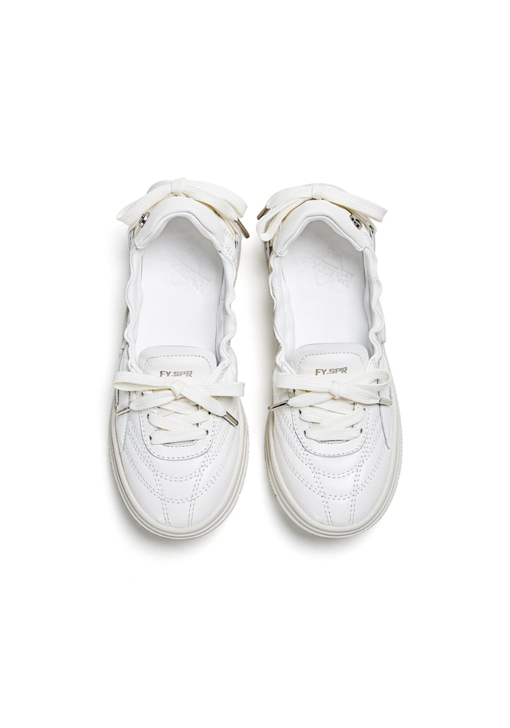 Ribbon-Lace Cutout Ballet Sandals