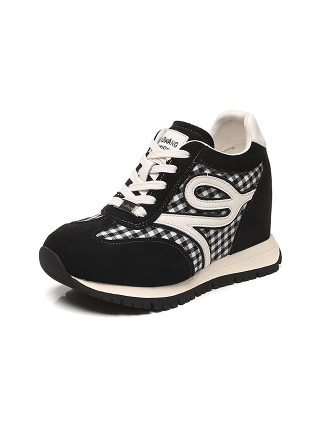 Gingham Hidden-Wedge Platform Sneakers