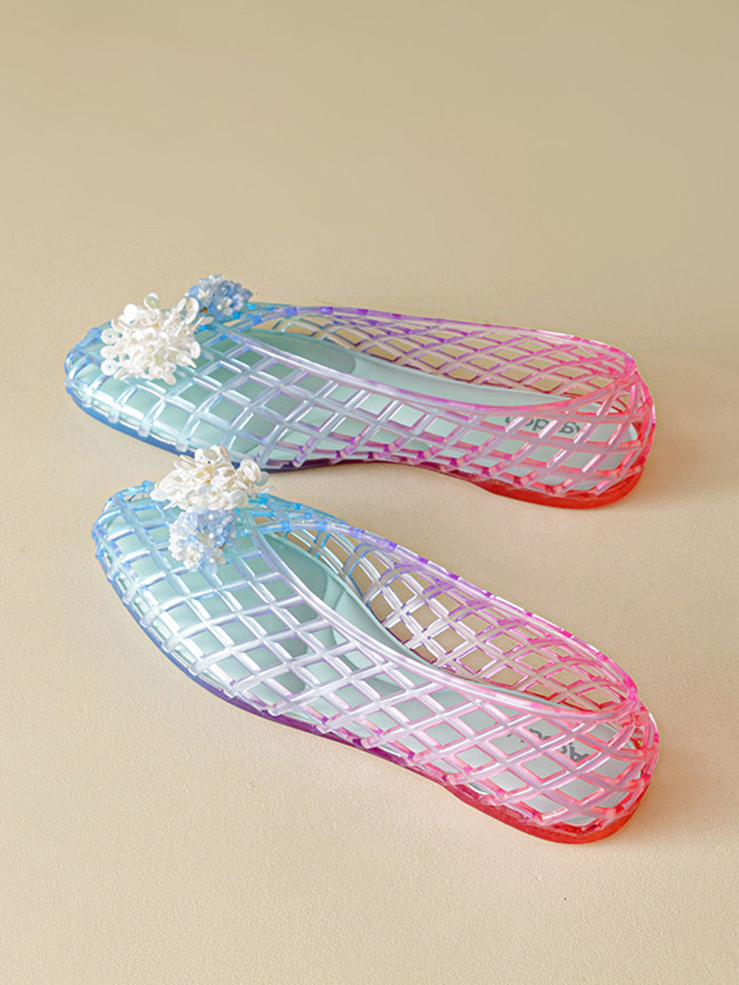 Gradient Rainbow Jelly Ballet Flats