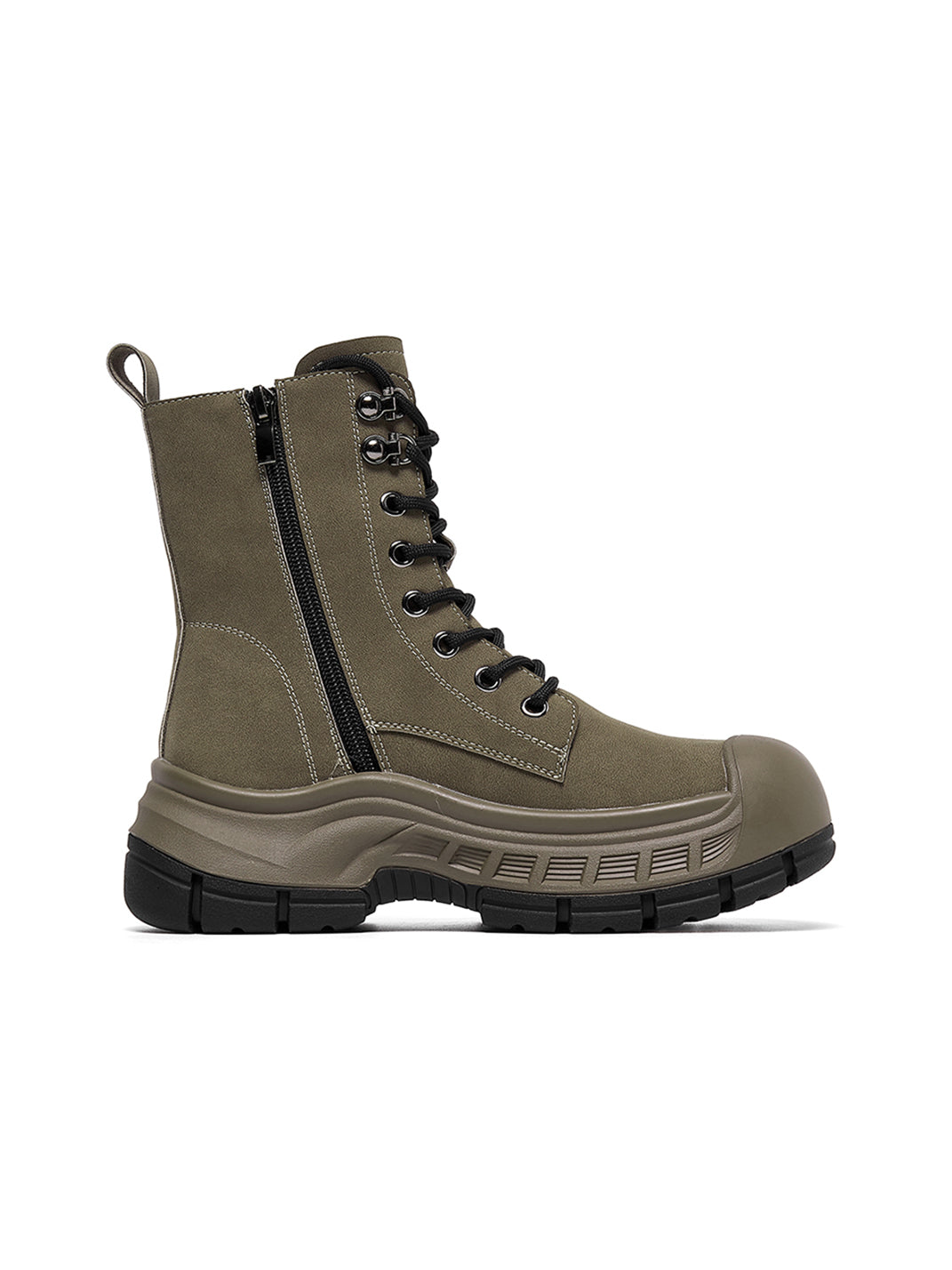 Gray Protective-Toe Platform Combat Boots