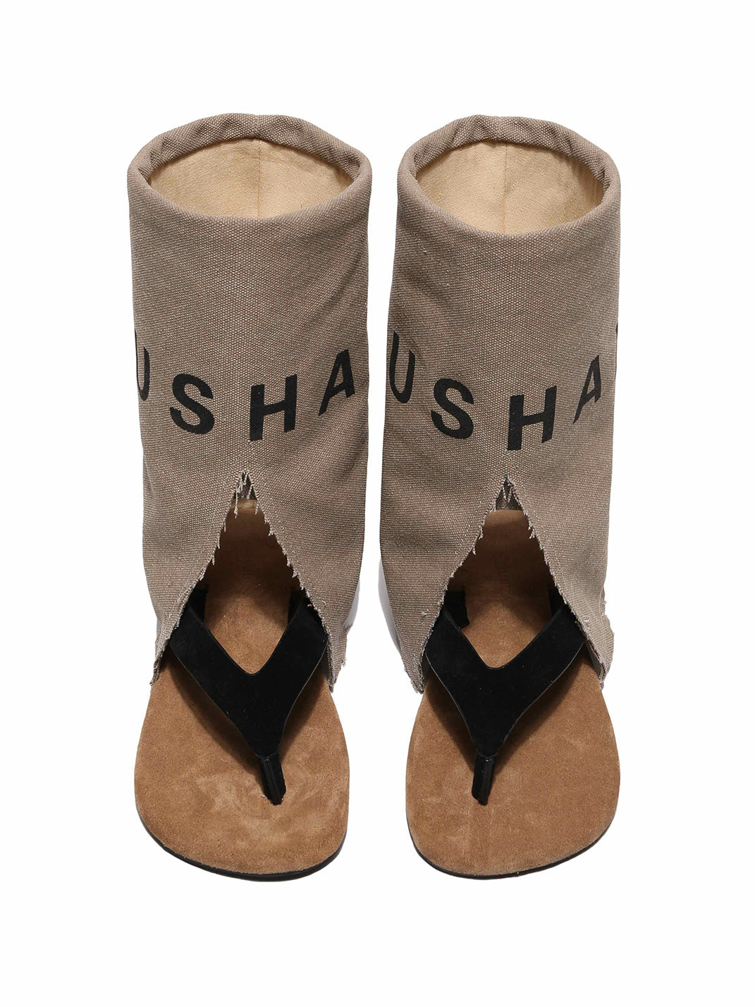 Split-Toe Suede Western Sandal Boots