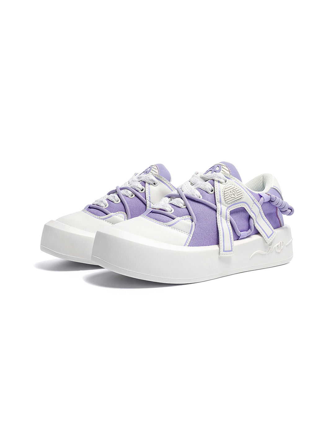 Ivory Buckle-Lace Platform Sneakers