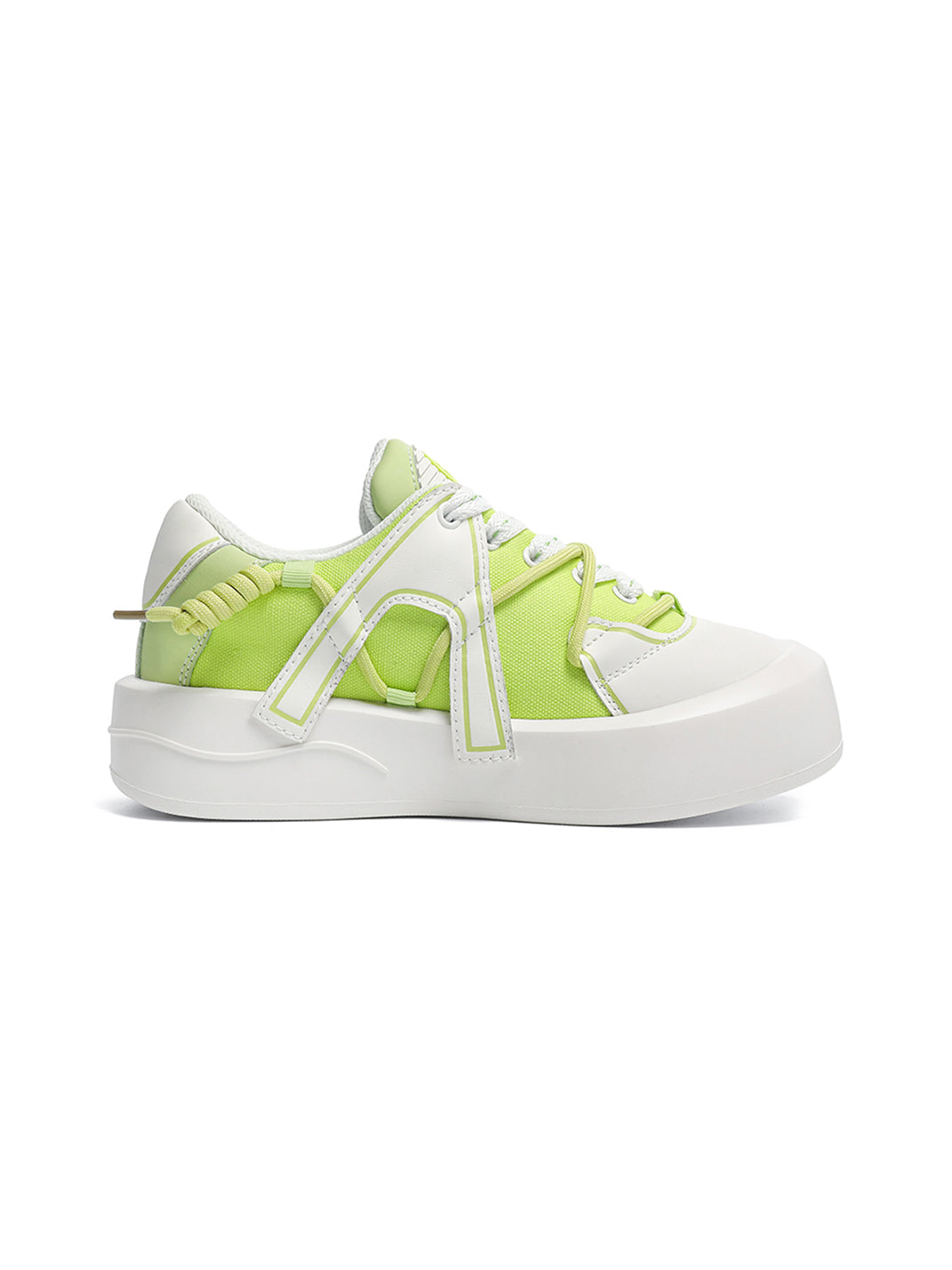 Ivory Buckle-Lace Platform Sneakers