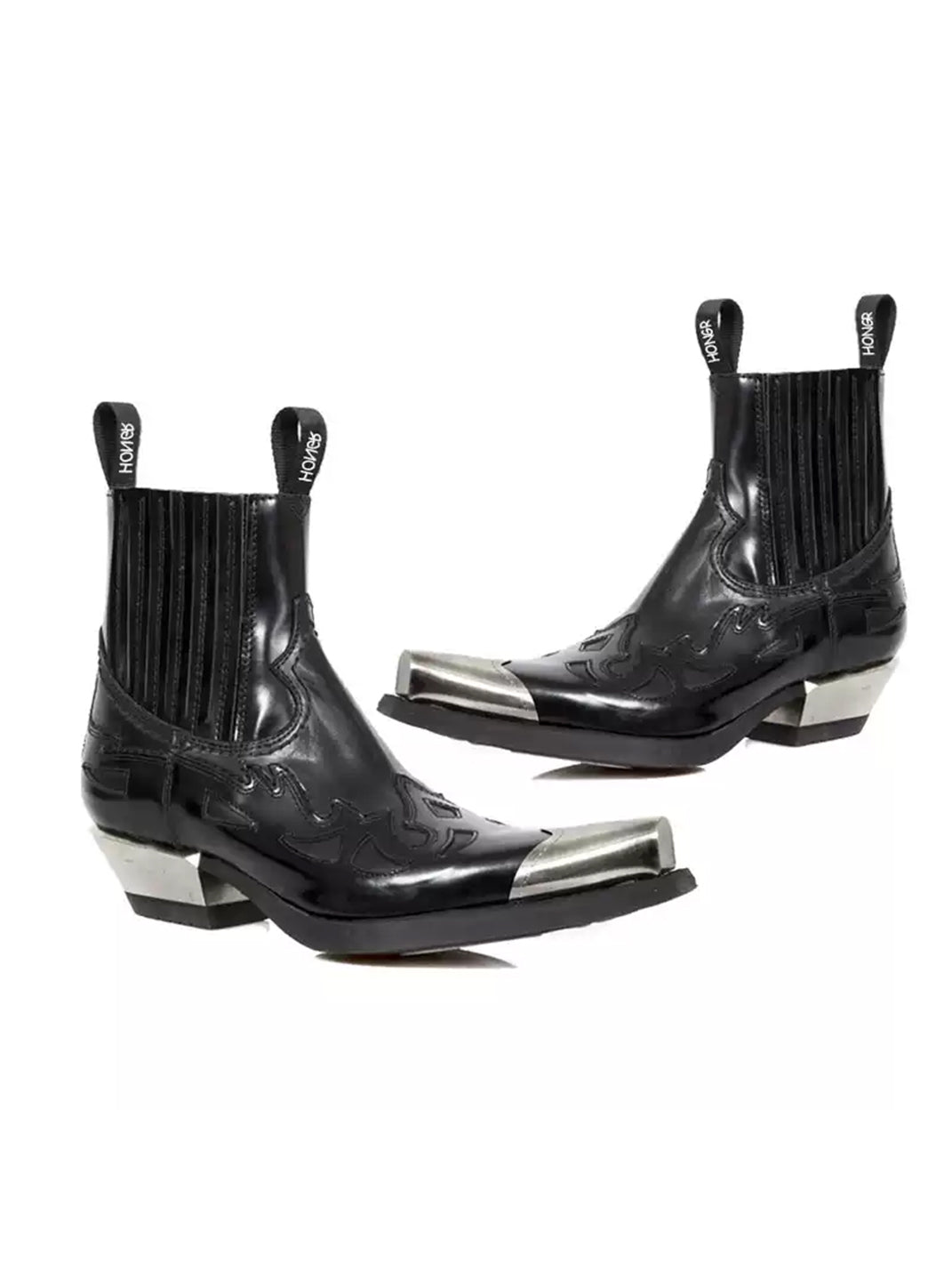Metallic-Toe Block-Heel Chelsea Boots