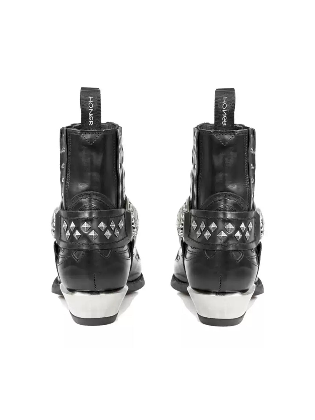 Rivet-Buckle Pointed-Toe Chelsea Boots