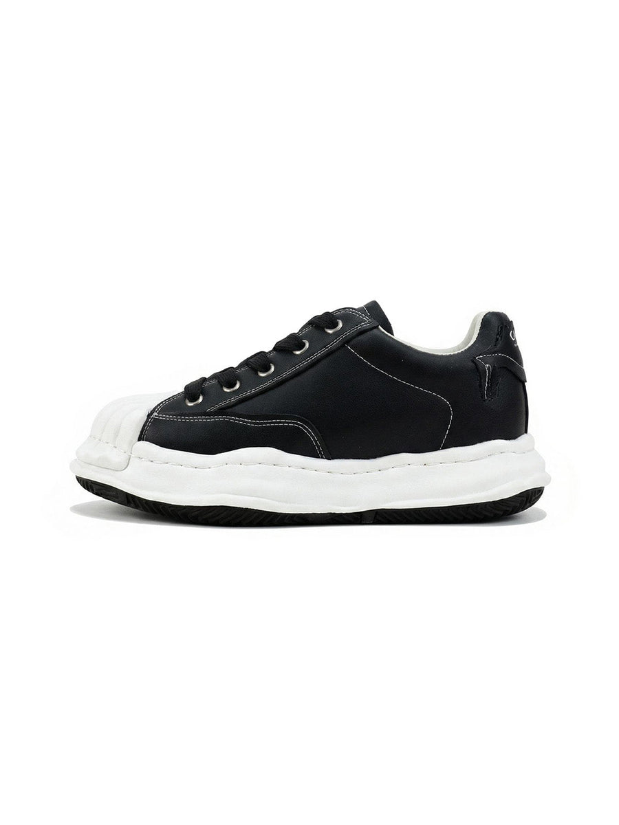 Molded Shell-Toe Black Court Sneakers