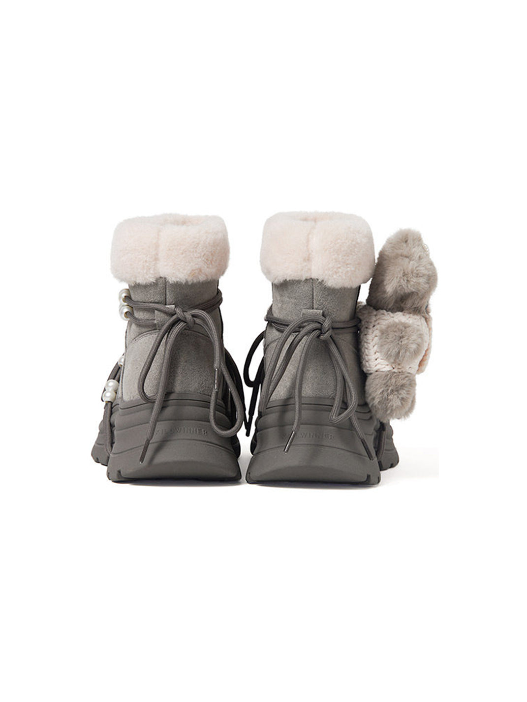 Plush-Cuff Charm Platform Snow Boots