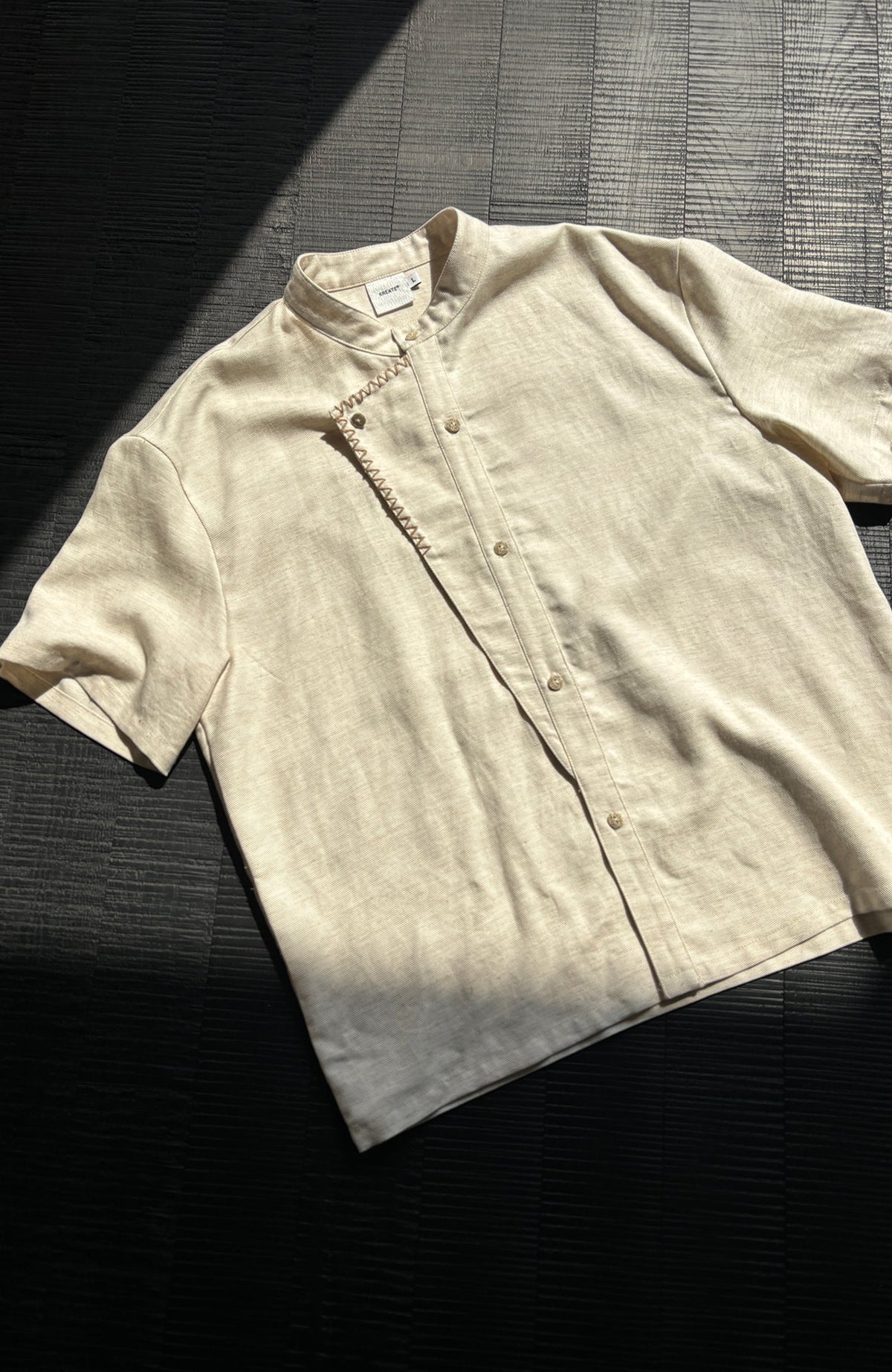 KREATE Stitched Faux-Placket Short Sleeve Shirt