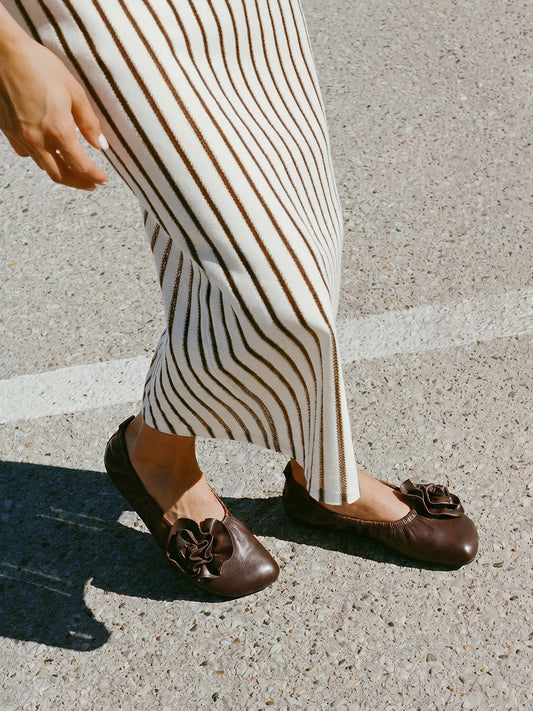 Leather Flower Soft Ballet Flats
