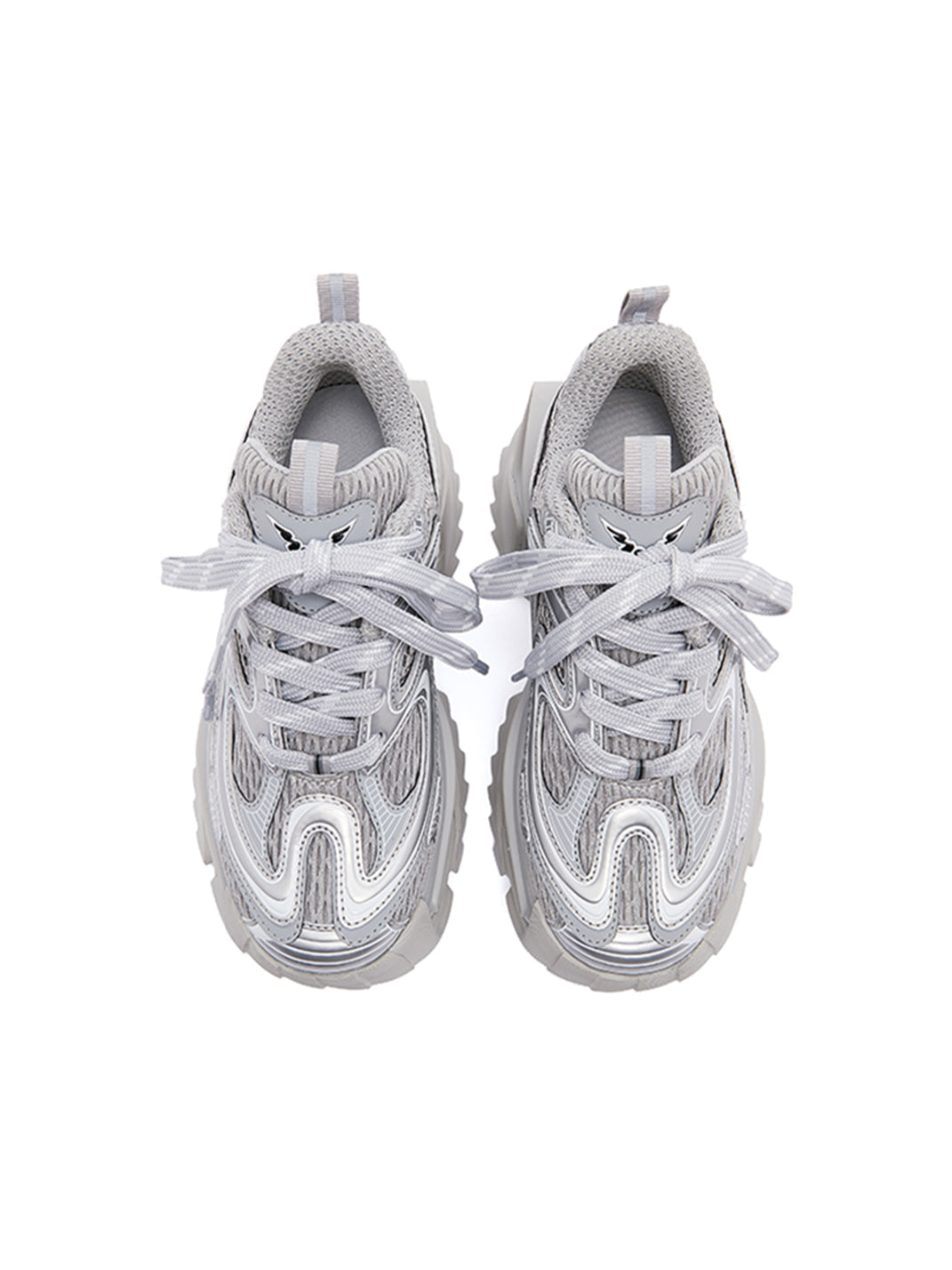 Silver Mesh Sculpted-Sole Runner Sneakers