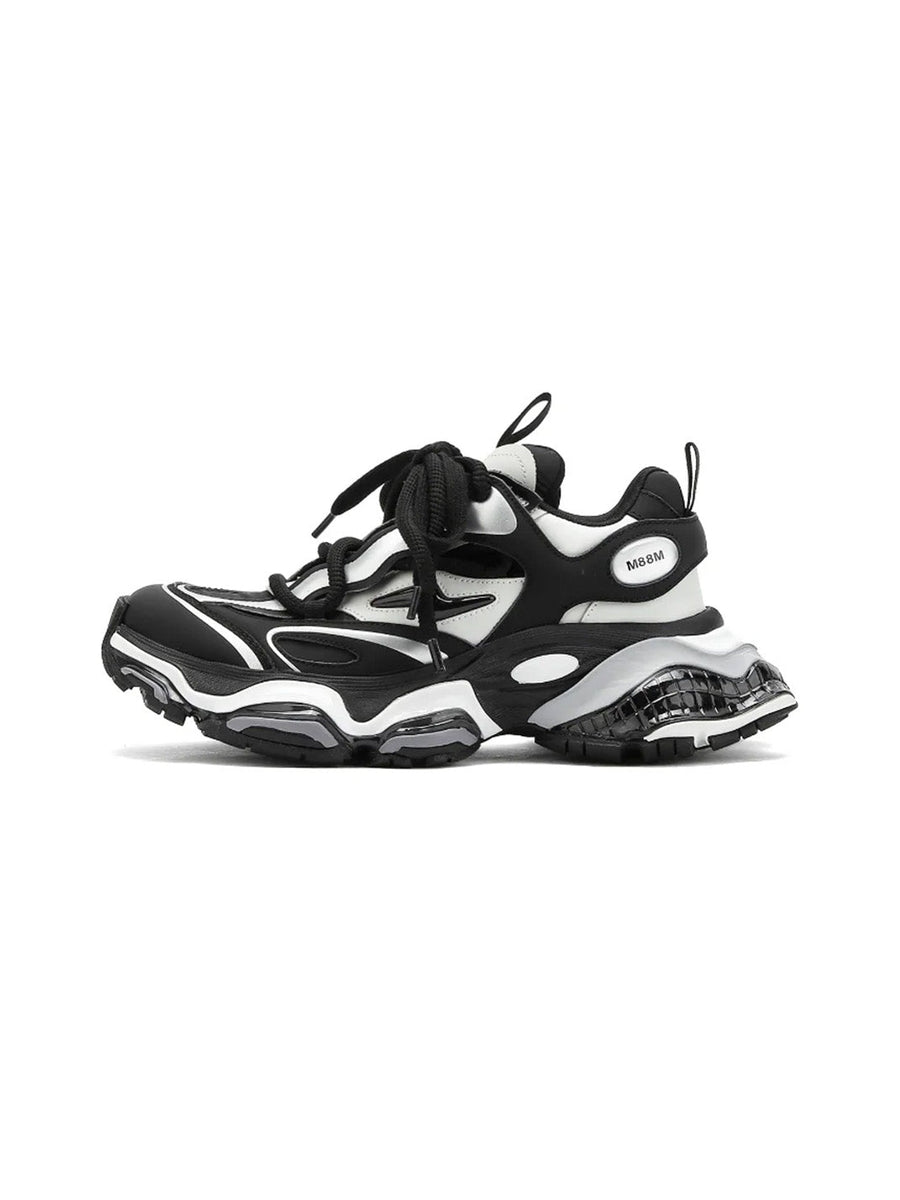 Black-Silver Air-Cushioned Runner Sneakers