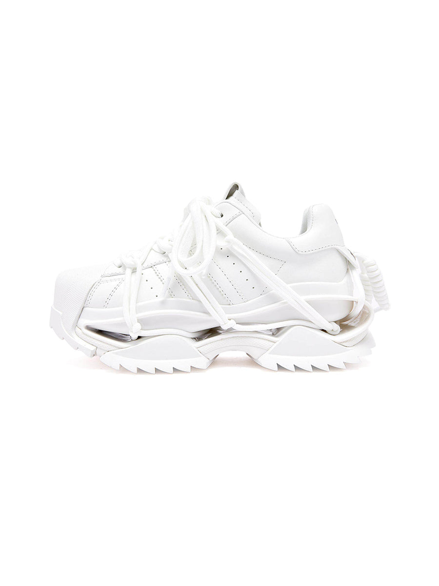 White Strapped Futuristic Runner Sneakers