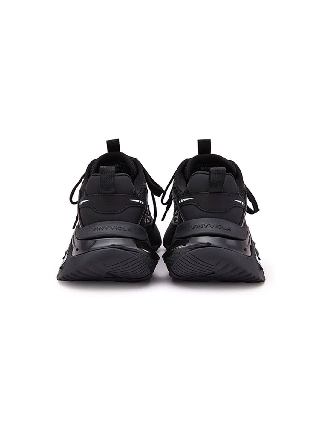Black Zigzag-Sole Chunky Runner Sneakers