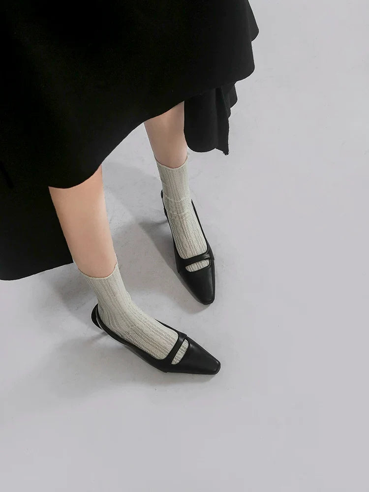Square-Toe Strap Slingback Heels
