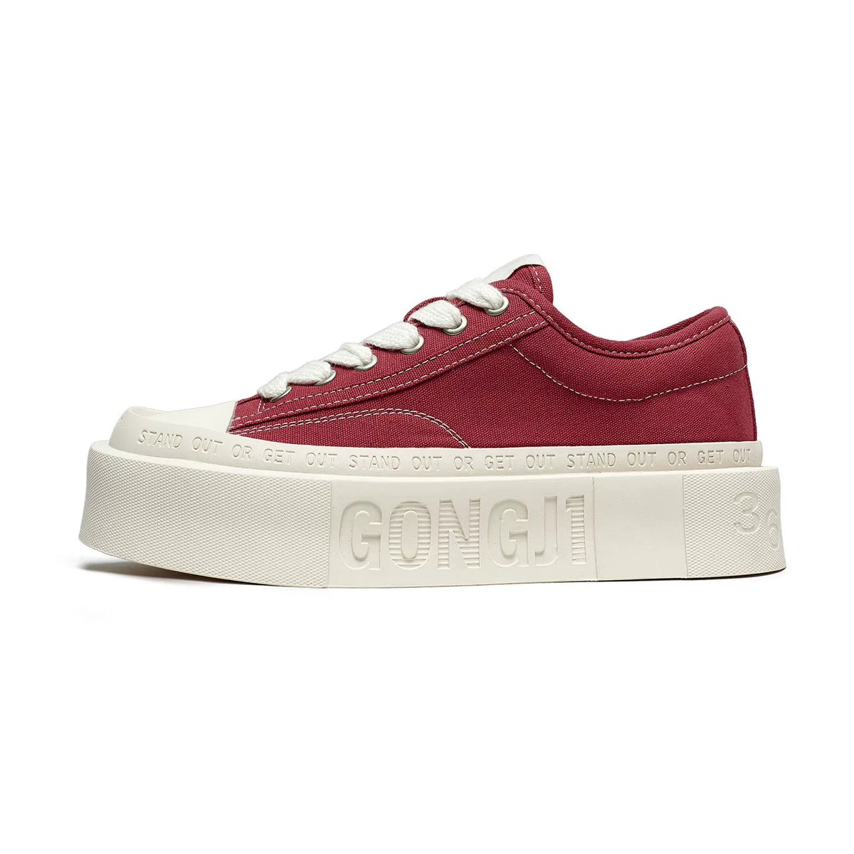 Square-Toe Platform Canvas Sneakers