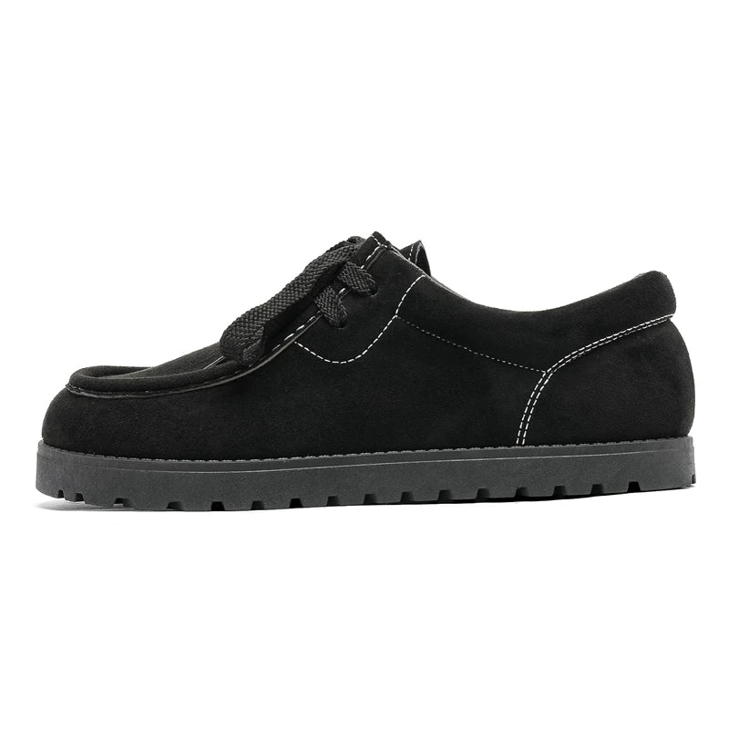 Square-Toe Suede Lace-Up Shoes