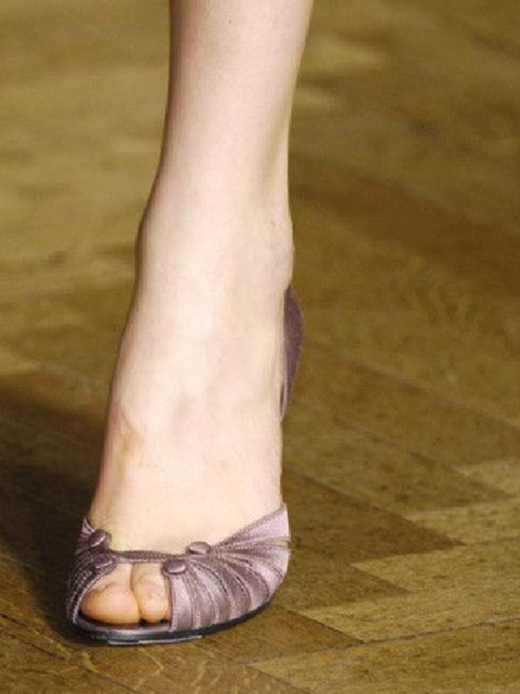 Mauve Pleated Peep-Toe Stiletto Pumps