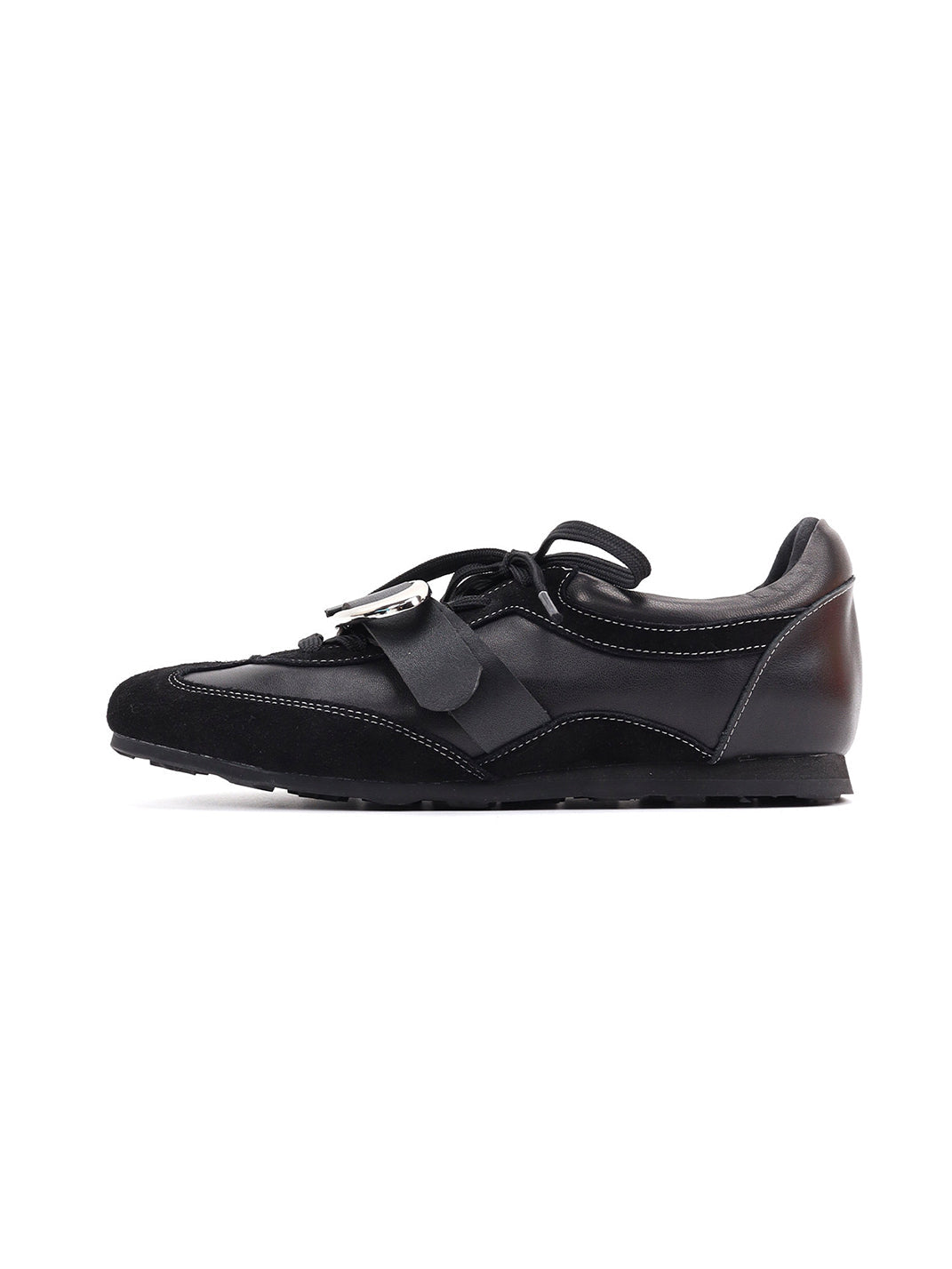 Metal-Panel Leather German Trainer Sneakers