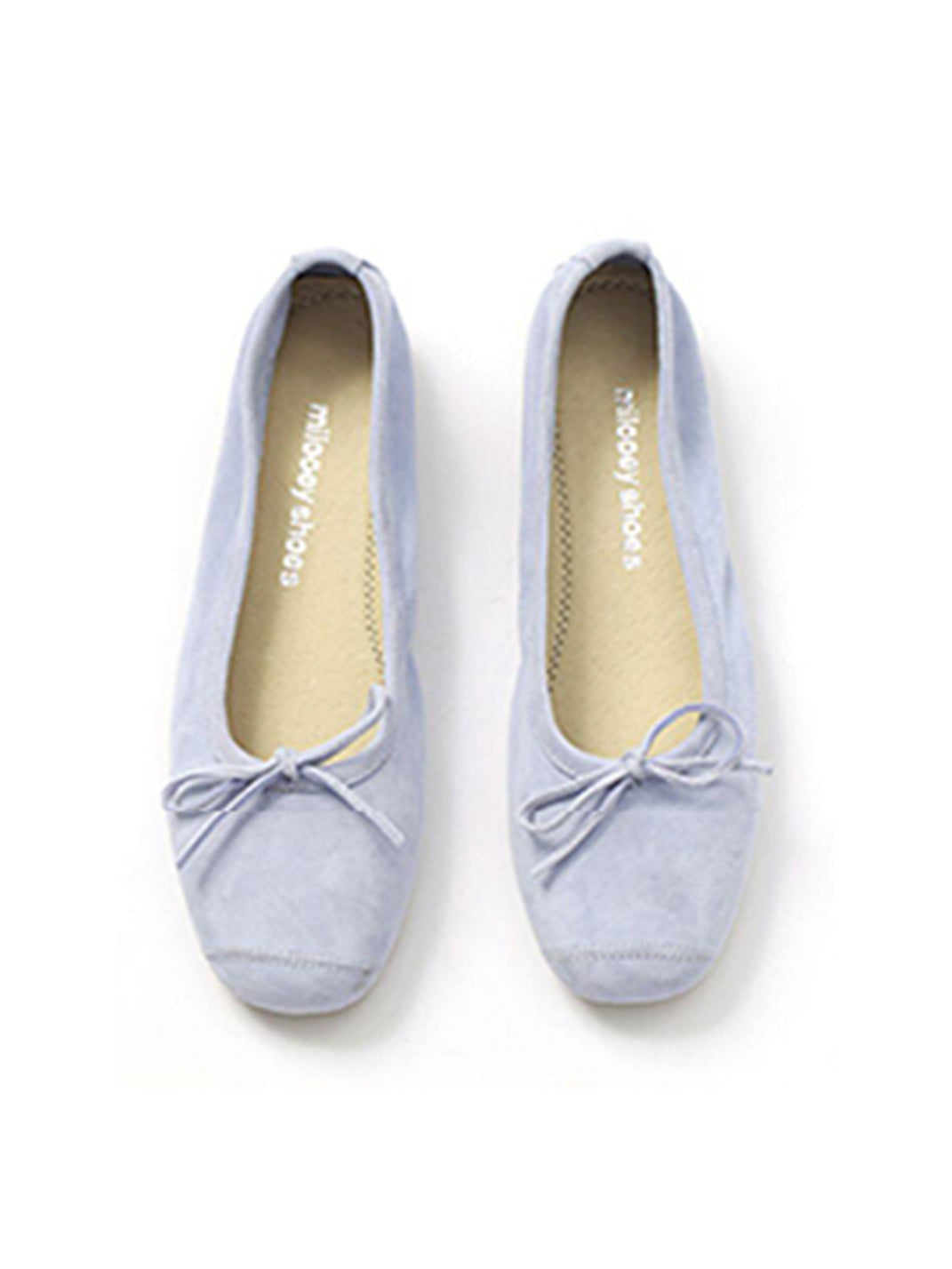Square-Toe Metallic Bow Ballet Flats