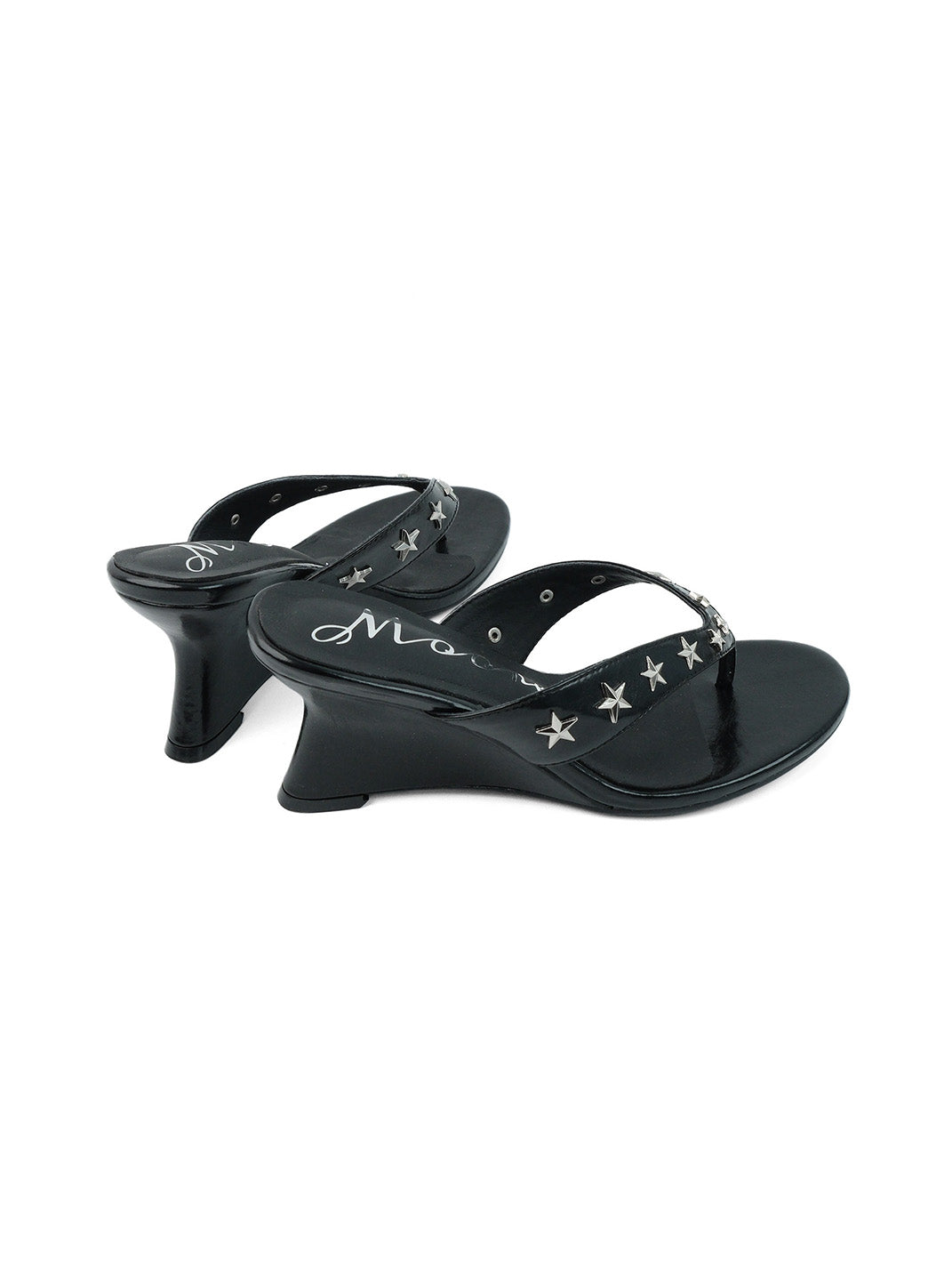 Studded Thong Kitten-Heel Sandals
