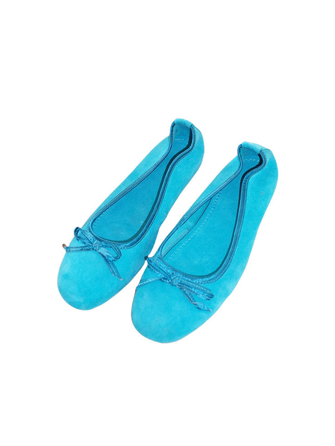 Turquoise Bow Soft Ballet Flats