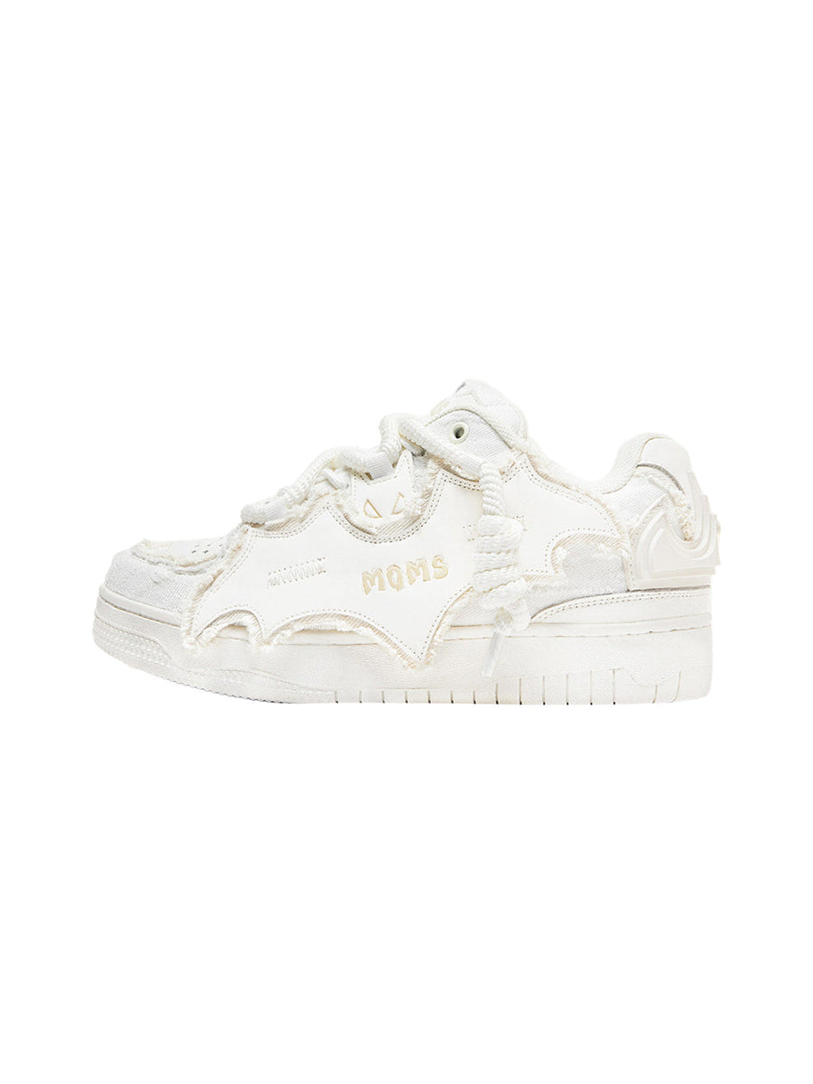 White Bat-Panel Platform Sneakers