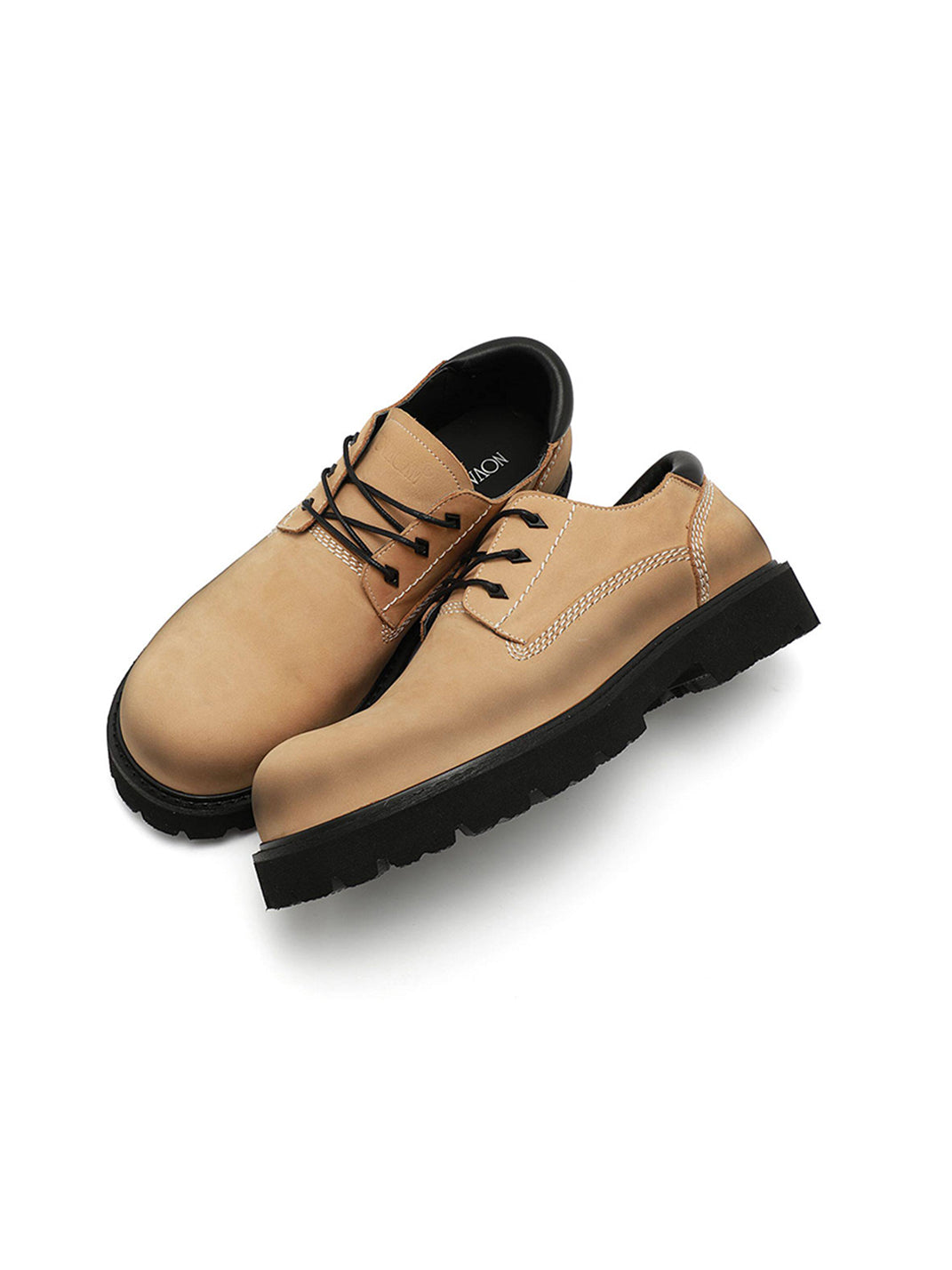 Tan Leather Lug-Sole Lace-Up Shoes