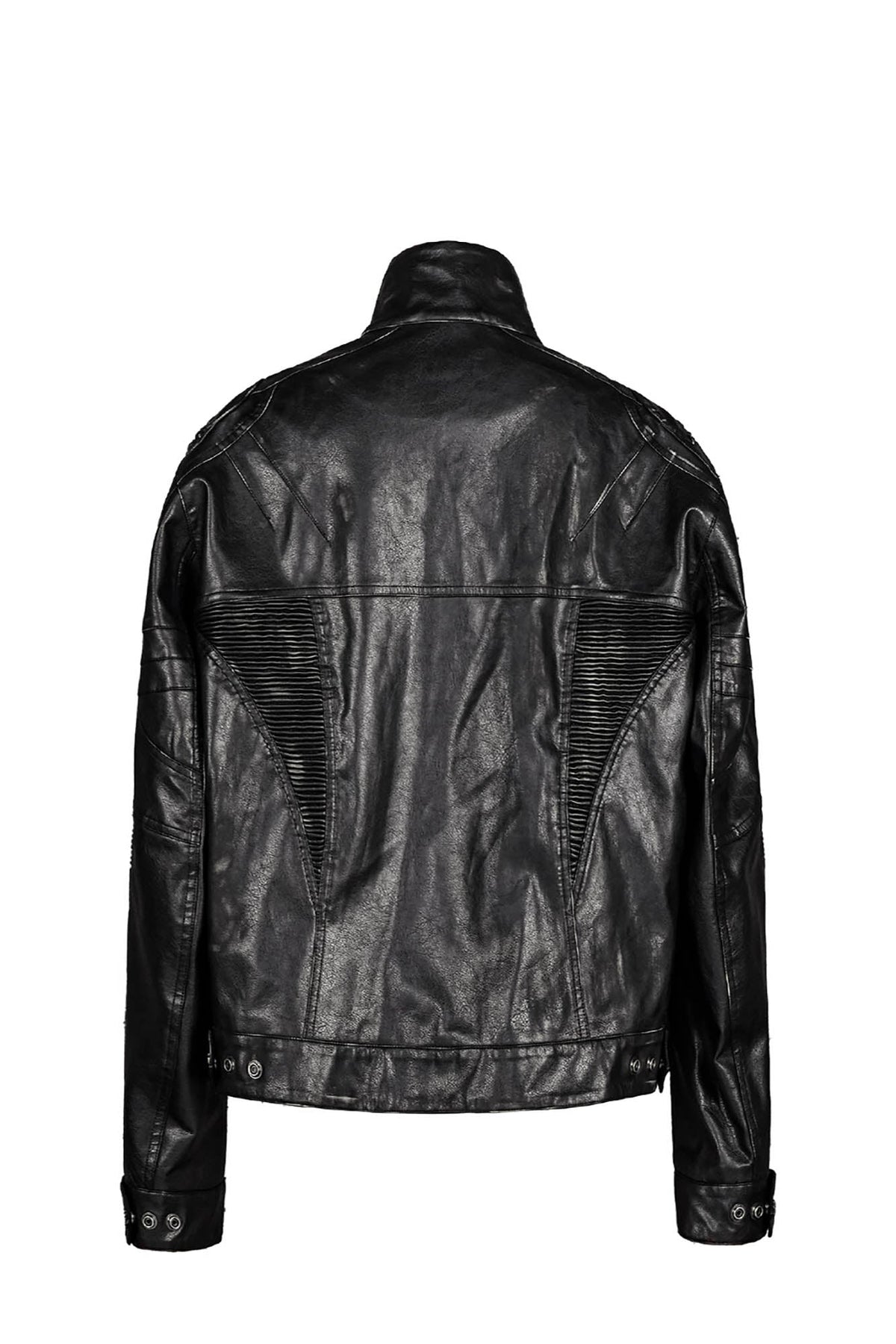 UNDERWATER Distressed Midnight Fang Faux Leather Biker Jacket