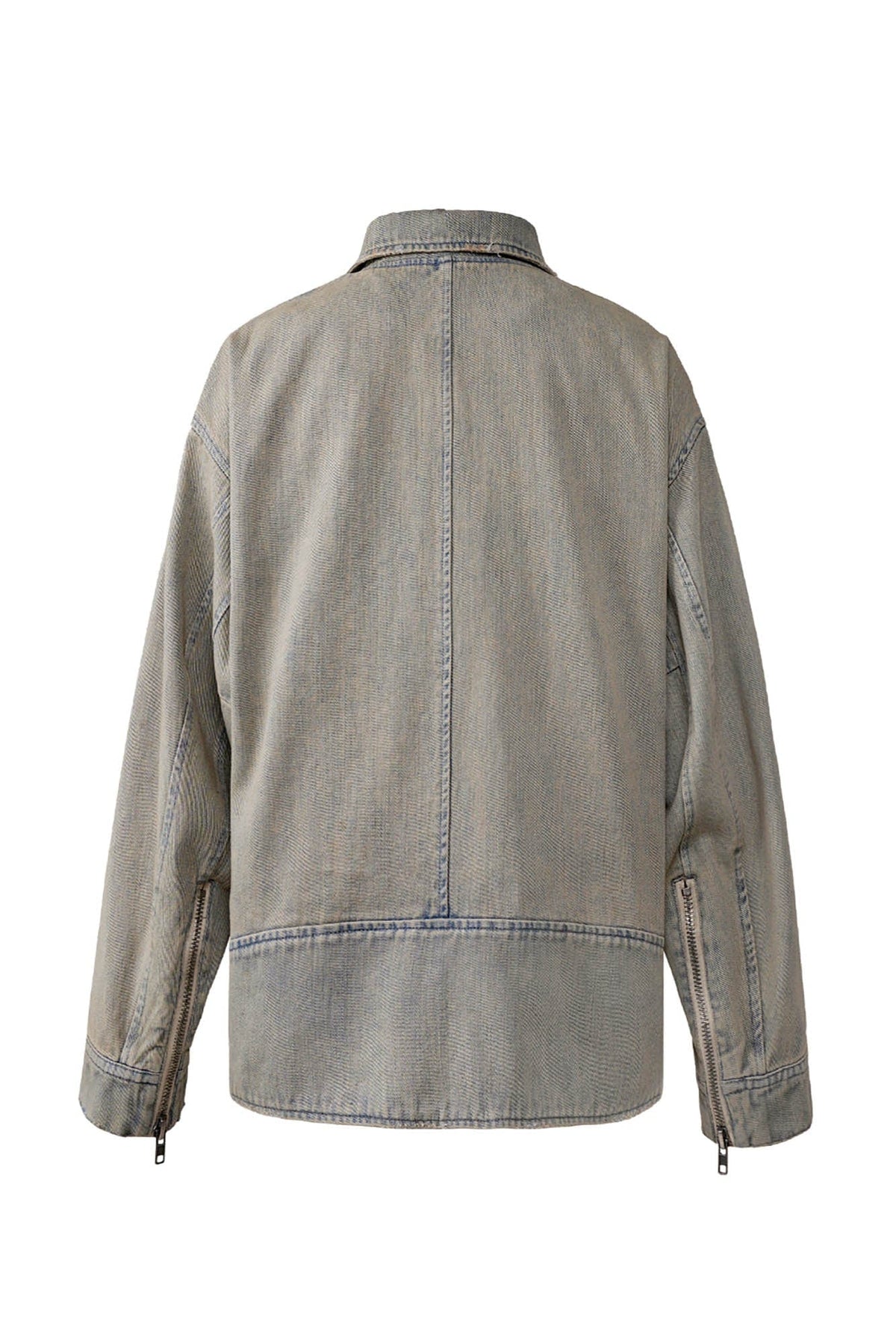 UNDERWATER Acid Wash Zipper Biker Jacket