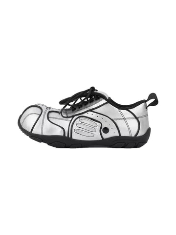Quilted Silver Foldover-Tongue Low-Top Sneakers