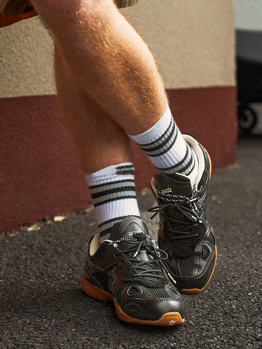 Layered Black Drawcord Runner Sneakers