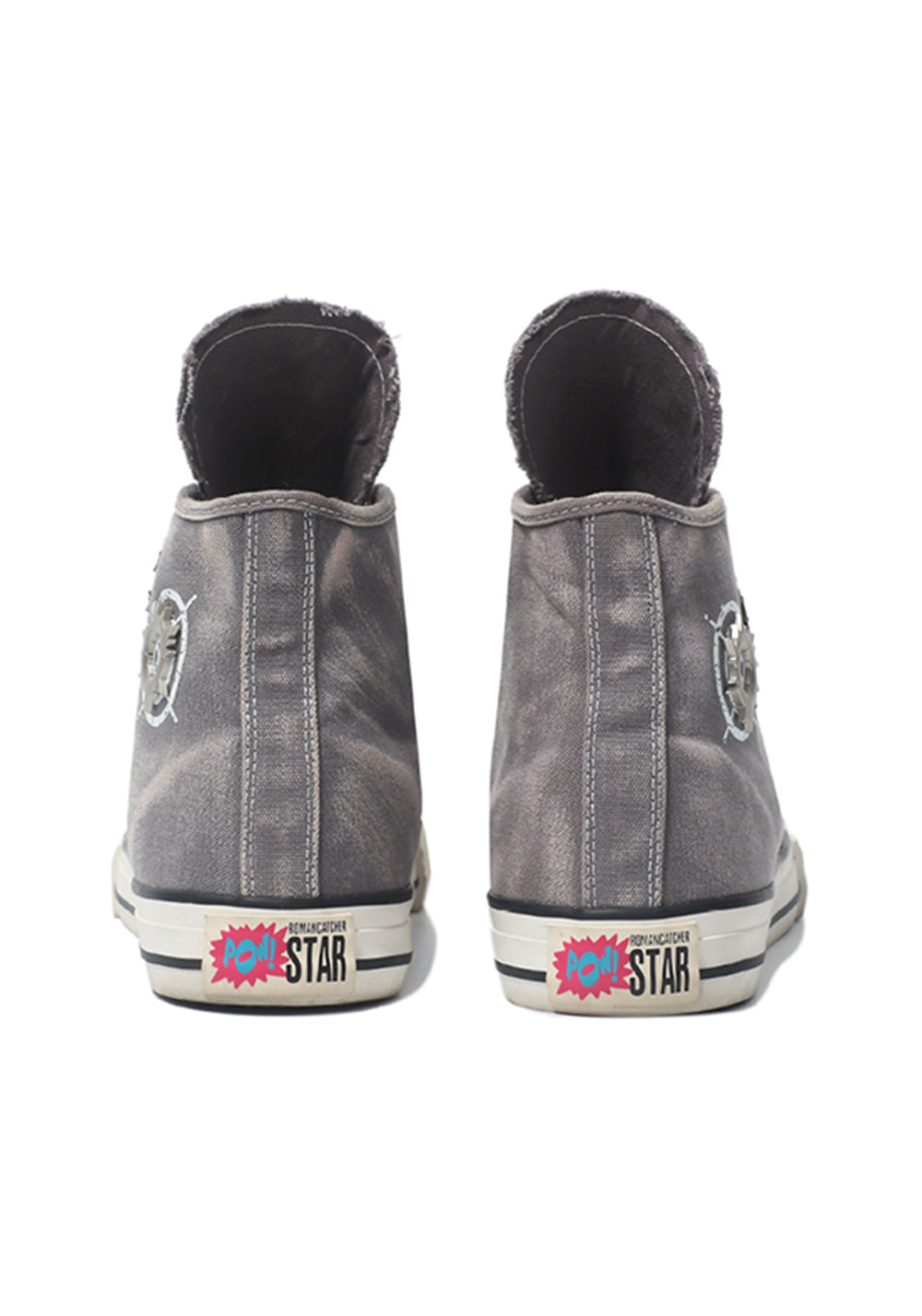 Distressed Denim High-Top Canvas Sneakers