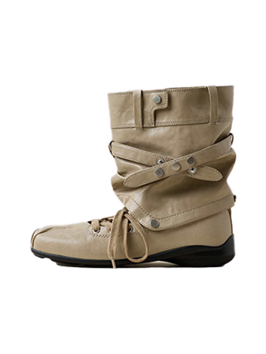 Bow-Trim Cutout Square-Toe Utility Boots