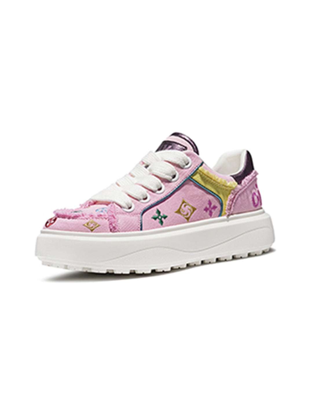Embossed Multicolor Platform Skate Sneakers