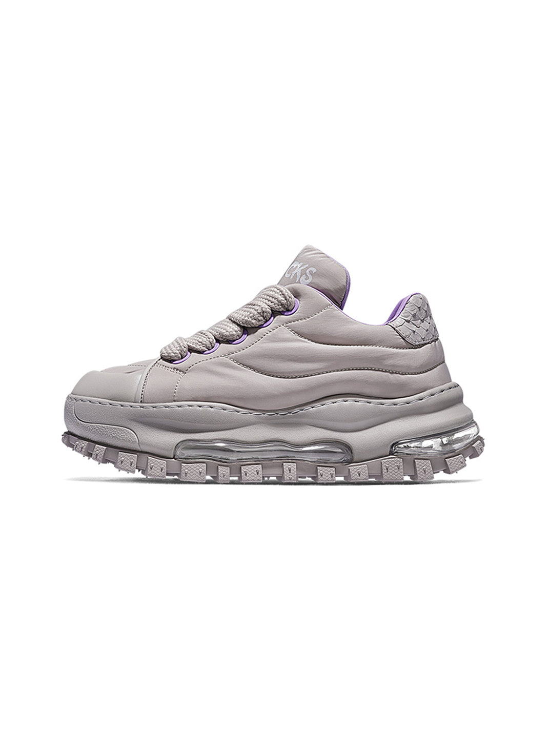 Ripple-Sole Leather Trail Runner Sneakers