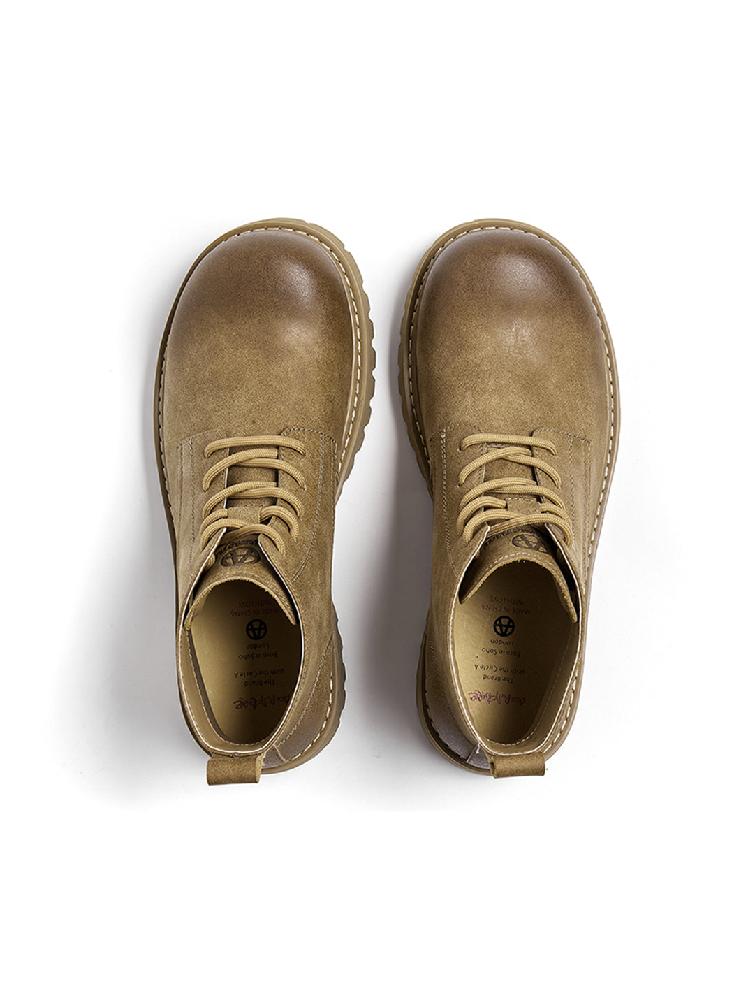 Tan Round-Toe Lug-Sole Work Boots