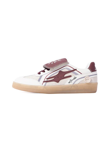 Wine Red Strap Retro Trainer Sneakers