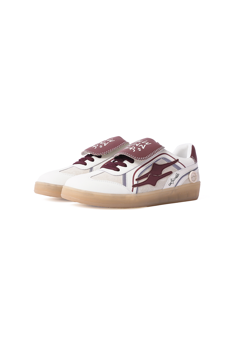Wine Red Strap Retro Trainer Sneakers