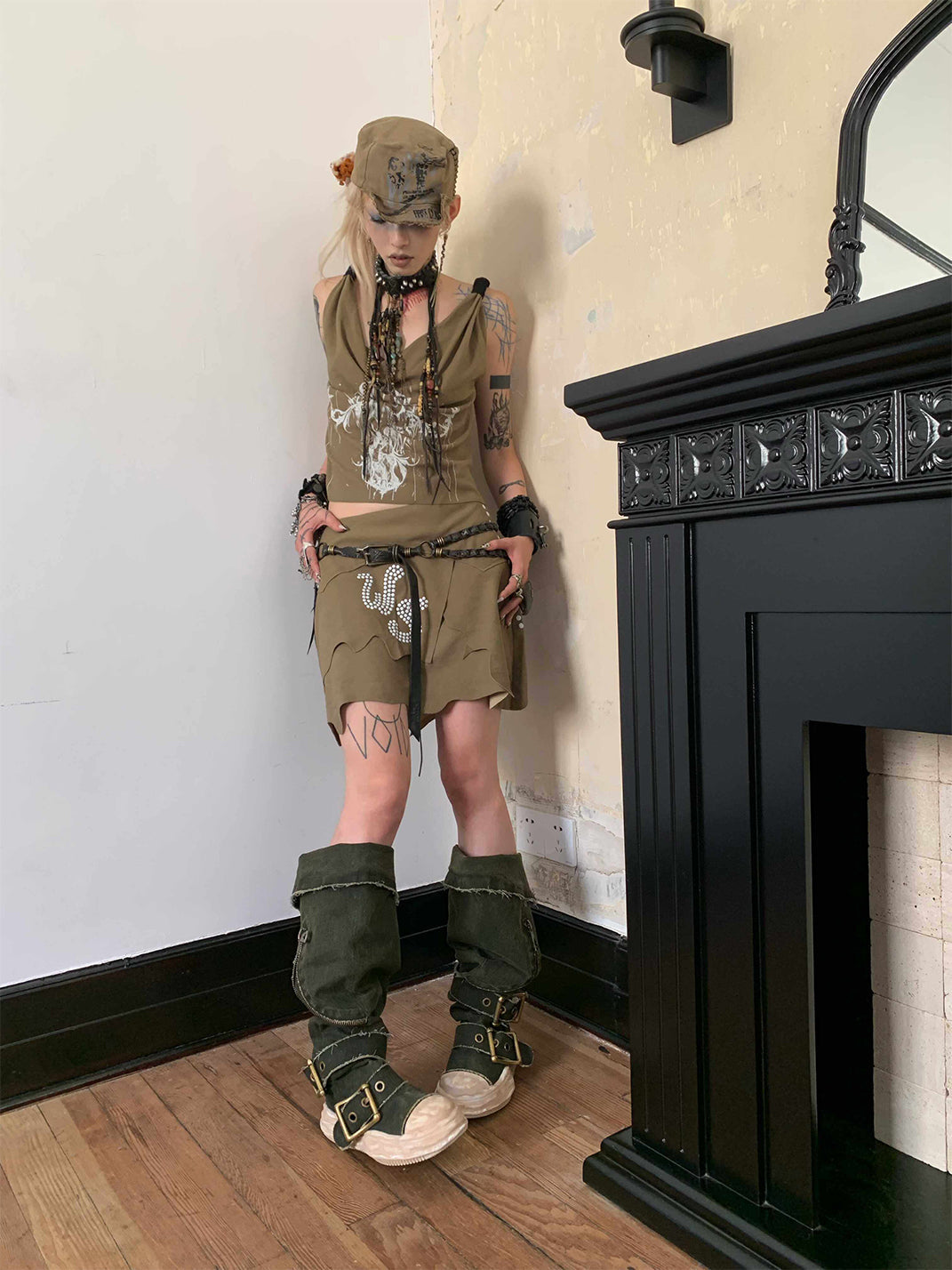 Multi-Wear Distressed Canvas Knee-High Boots