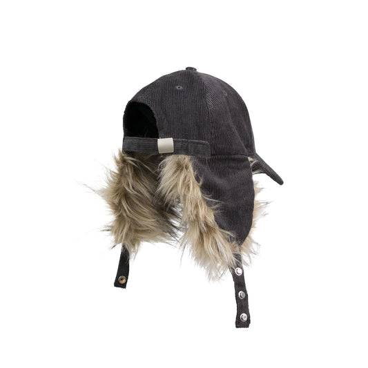 RELABEL Faux-Fur Earflaps Corduroy Cap