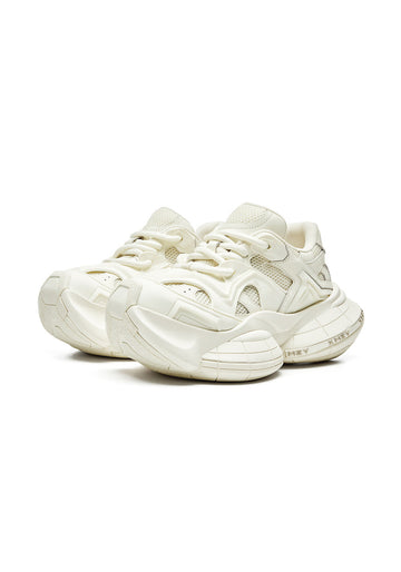 White Sculpted-Sole Chunky Sneakers