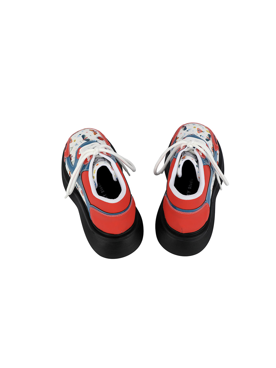 Butterfly-Panel Platform Lace-Up Derby Shoes