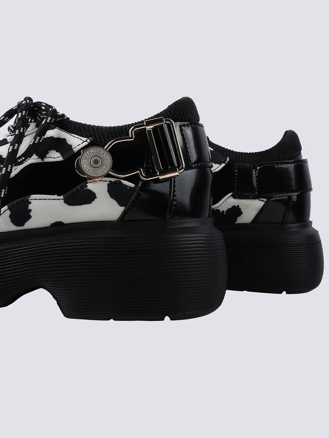 Cow-Print Buckled Platform Mary Janes