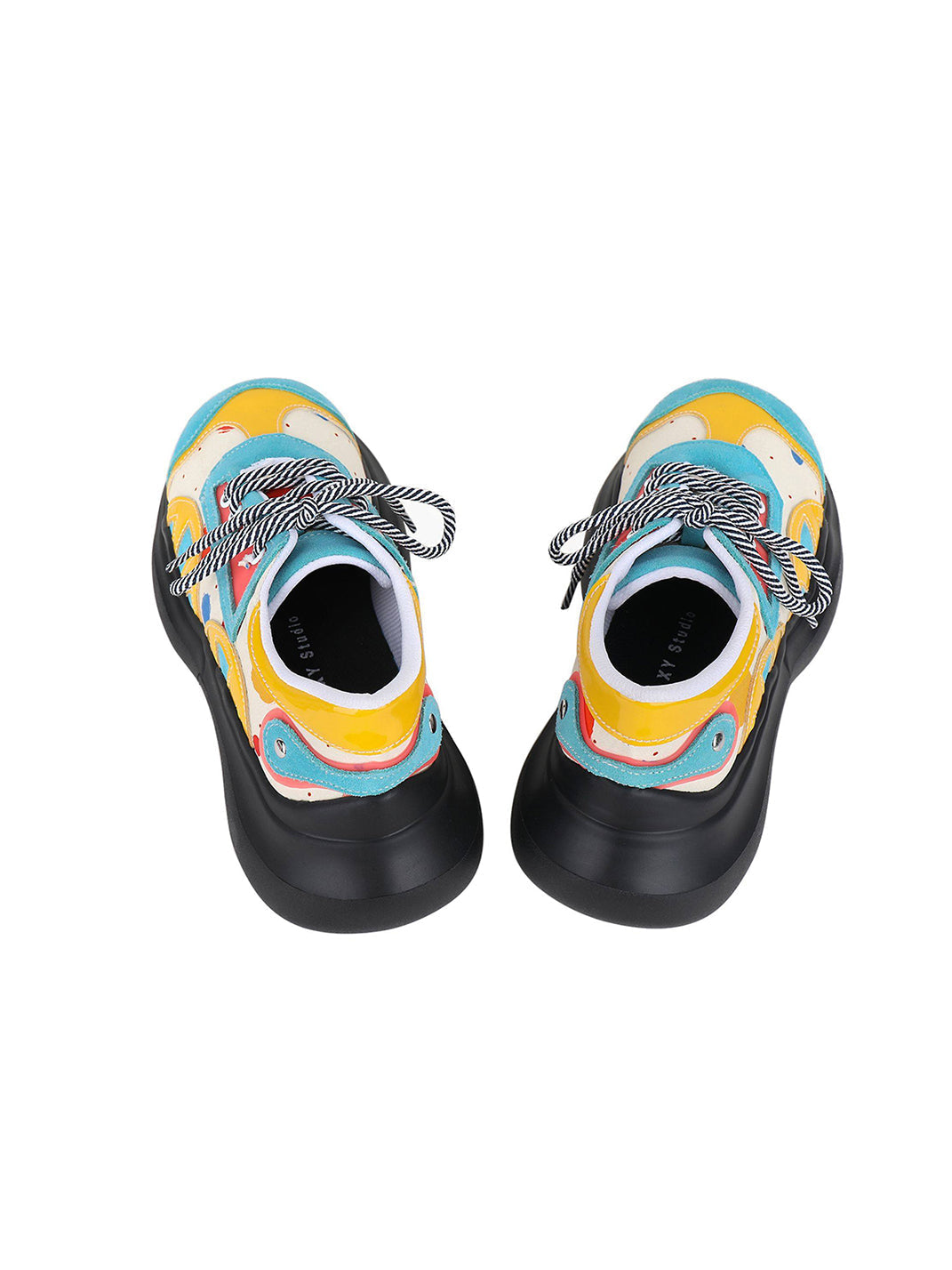 Primary-Color Graphic Platform Derby Shoes