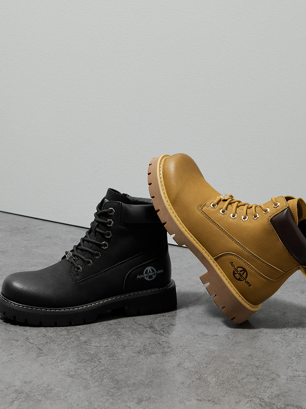 Zip-Front Lug-Sole Ankle Boots