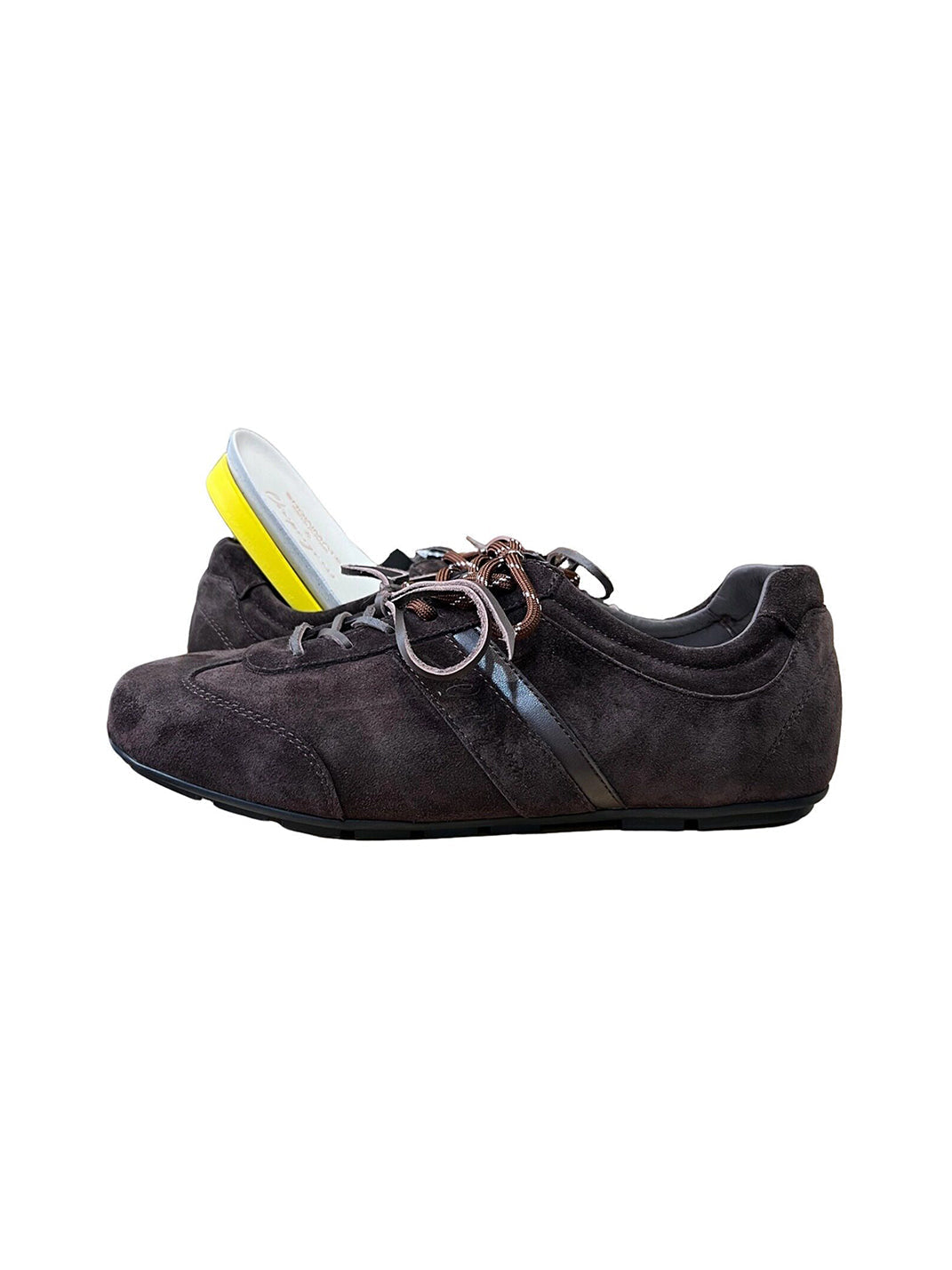 Gloss-Finish Suede Low-Profile Trainers