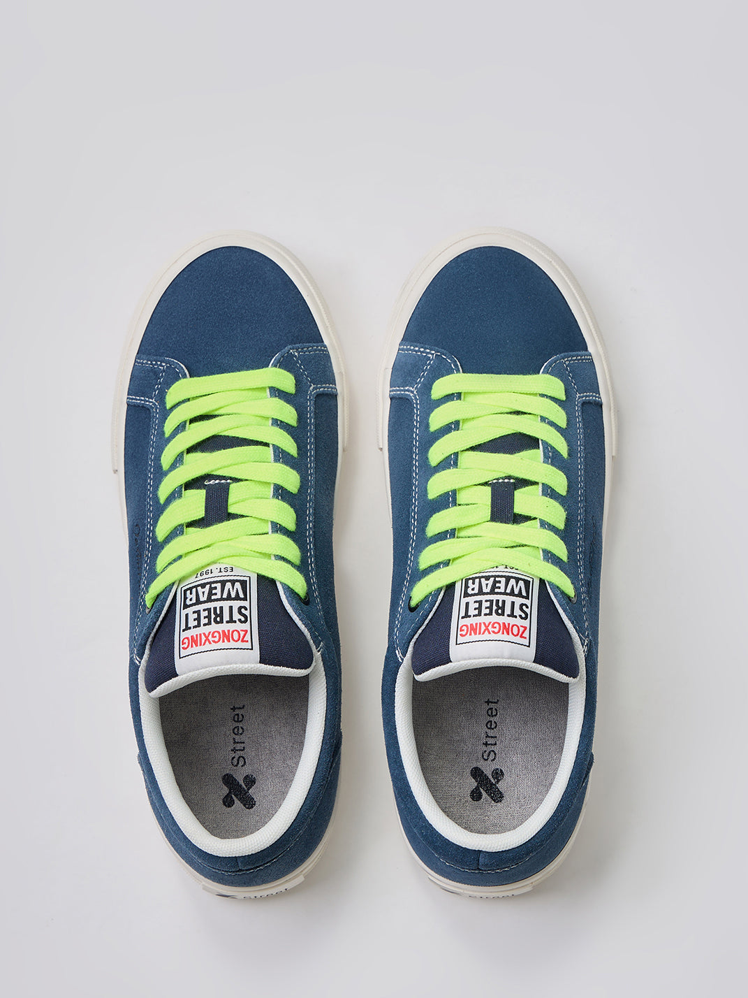 Neon-Lace Suede Platform Canvas Sneakers