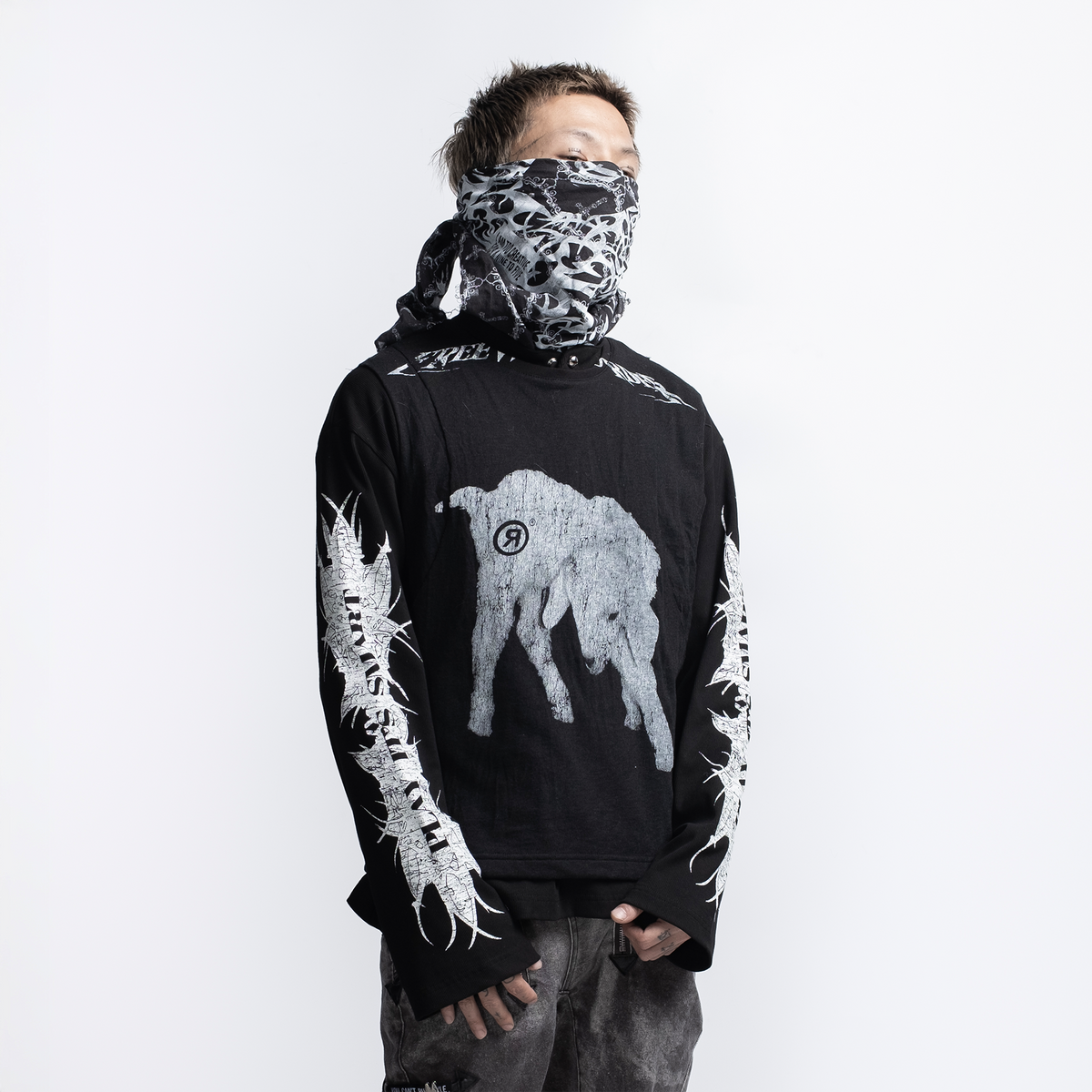 FVVO Ribbed Printed Henley Long Sleeve