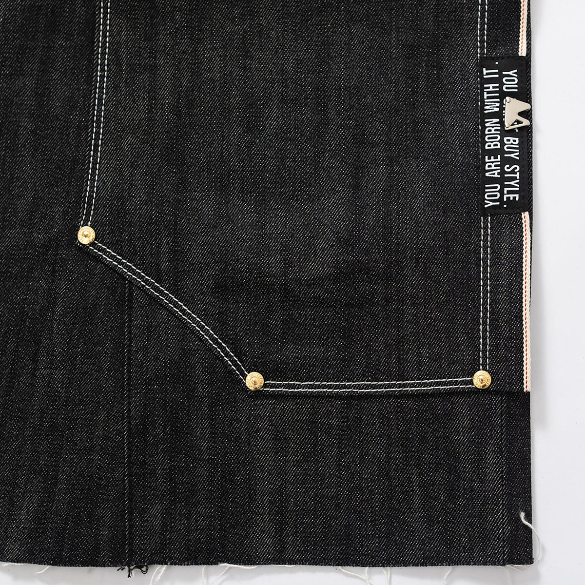 FVVO Selvedge Embroidered Double-Knee Raw Denim Pants
