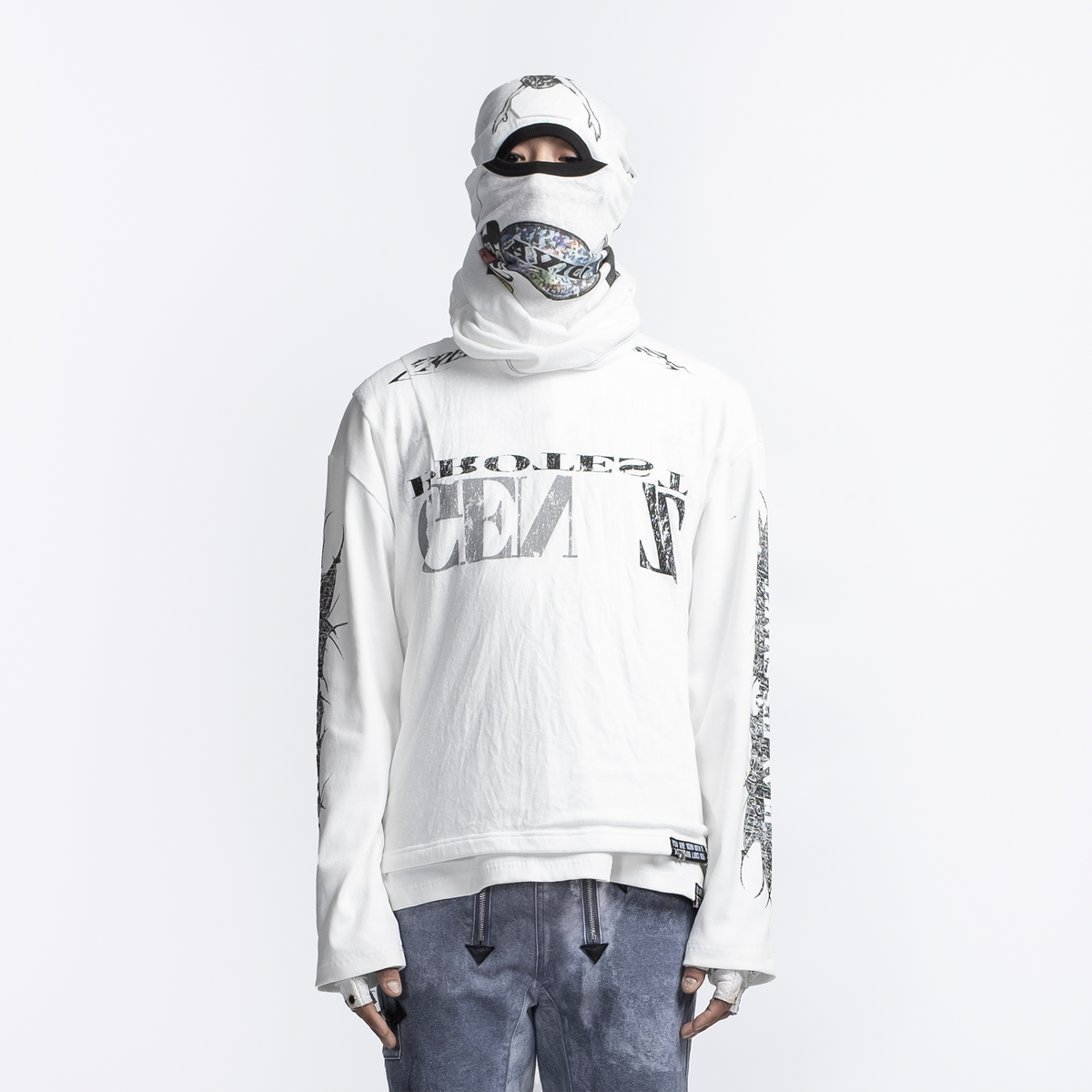 FVVO Ribbed Printed Henley Long Sleeve